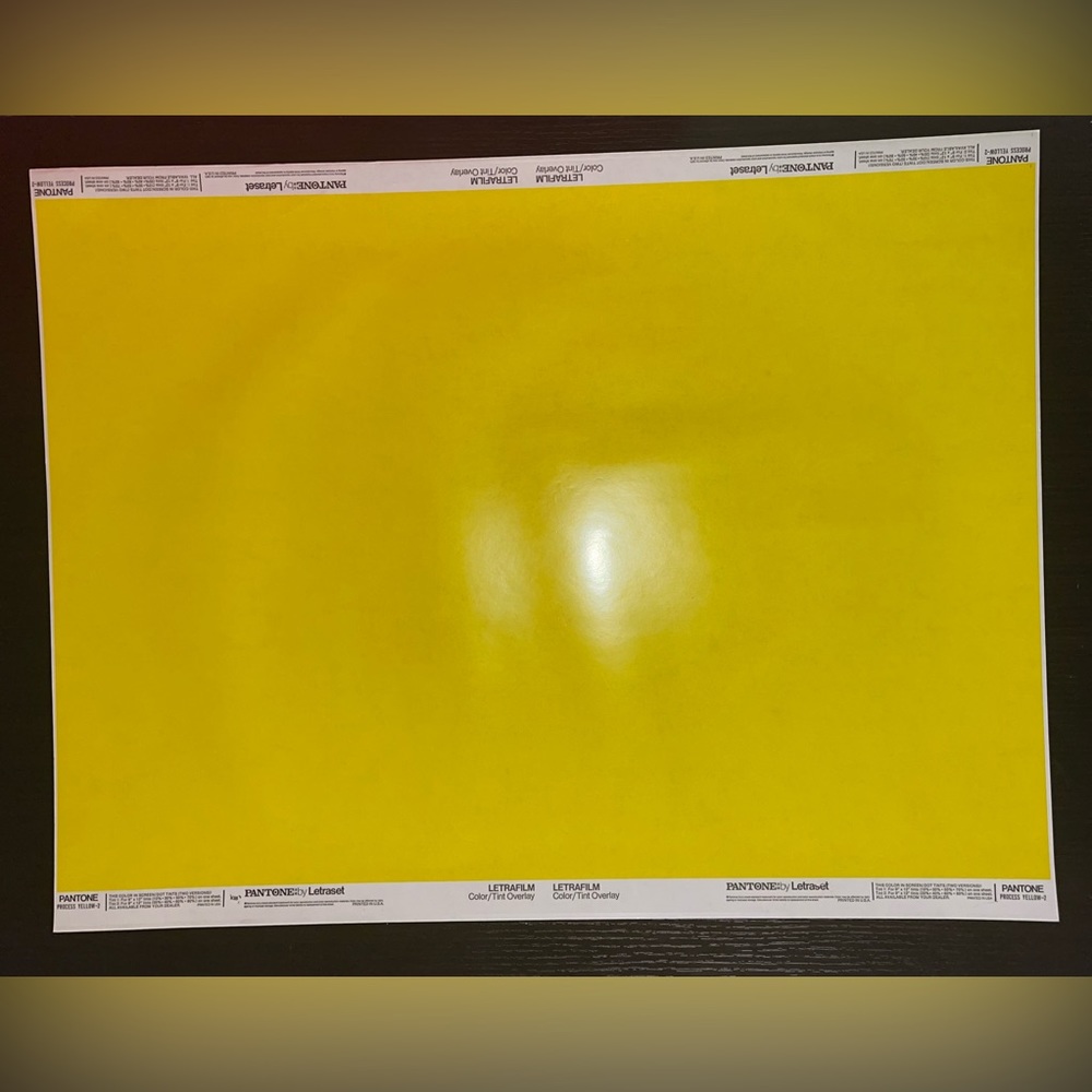 Vintage Pantone by Letraset Letrafilm Color/Tint Overlay Process Yellow 2  26x20